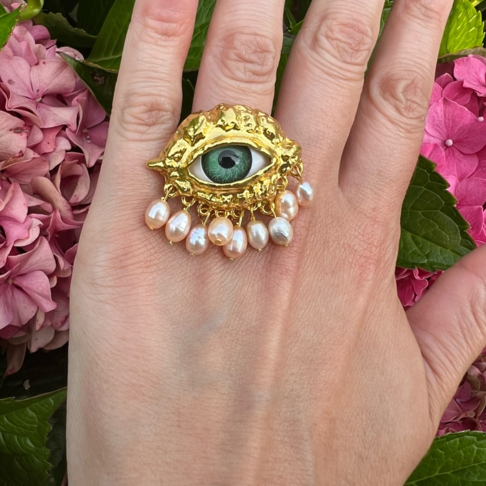 Lovers Eye Victorian Ring, Women's Vintage Eye Ring, Baroque, Statement Ring - Picture 13 of 14
